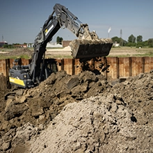 bulldozer excavates the Legnano site