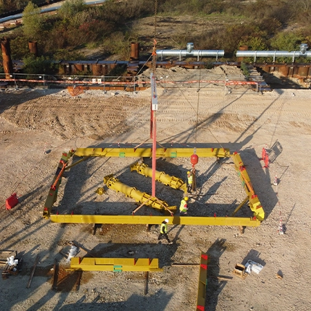 top view of a crater during reclamation operations